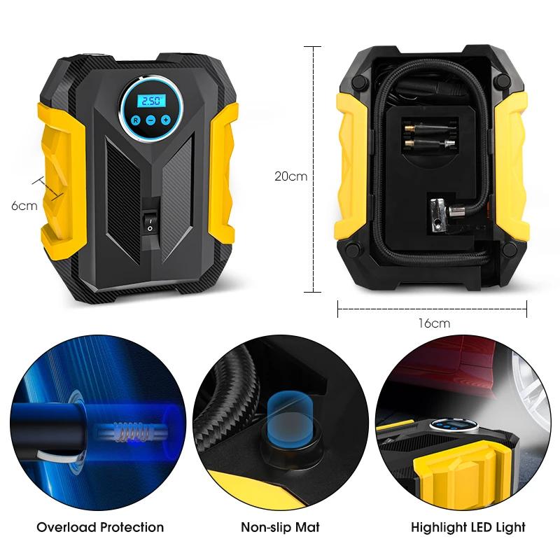 CARSUN Portable Automobile compresseur d'air numérique pompe de gonflage des pneus lampe à LED pompe
