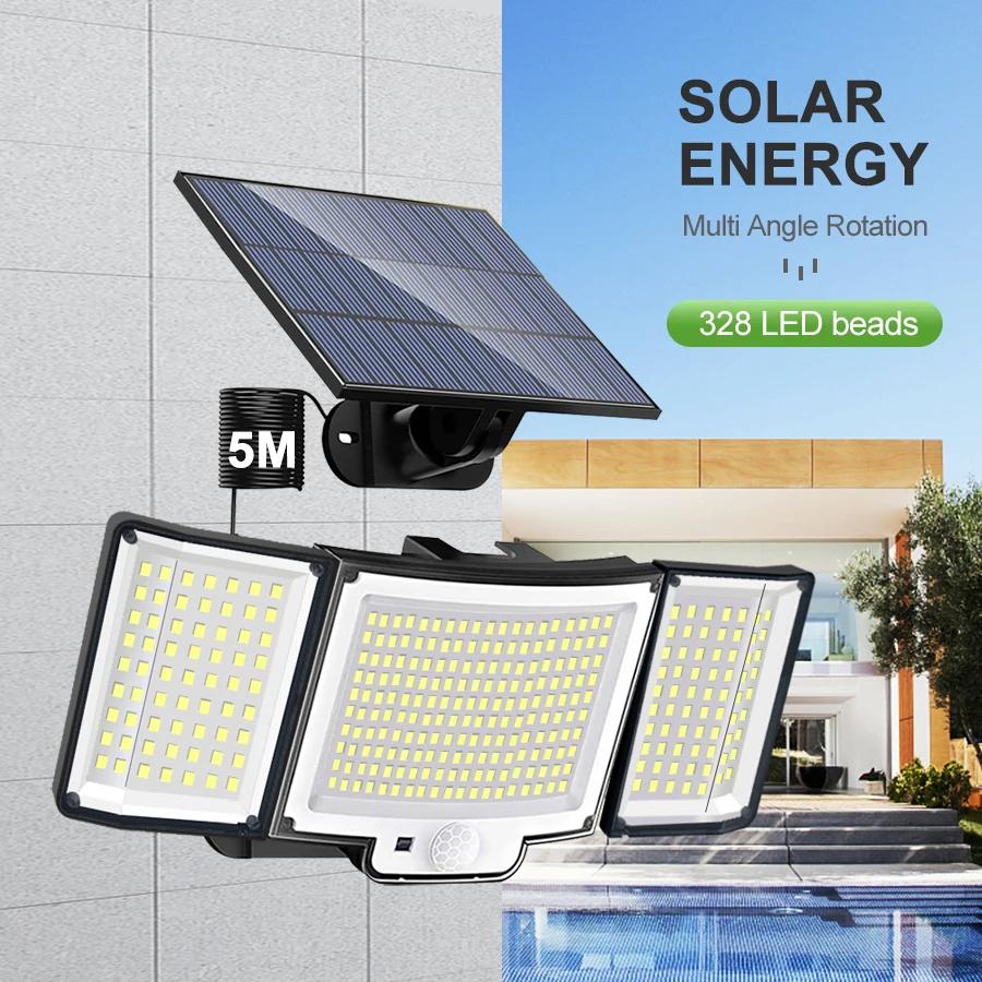 348LED lampe solaire lumière de sécurité extérieure avec capteur de mouvement étanche 126/328LED pro