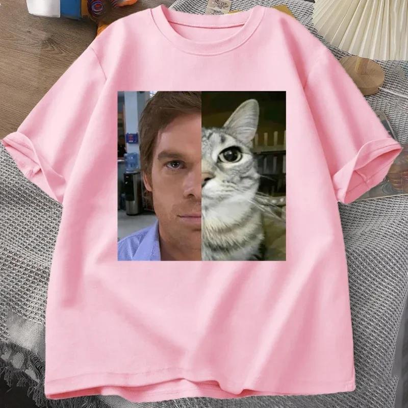 Dexter Morgan Cat T-shirts Funny Short Sleeve O Neck Tshirt Unisex Streetwear Women Clothes Harajuku