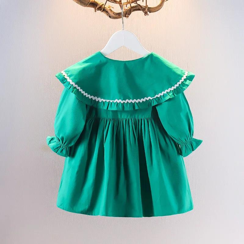Robe version coréenne pour enfants printemps et automne mode fille pur coton fleur poupée cou robe i