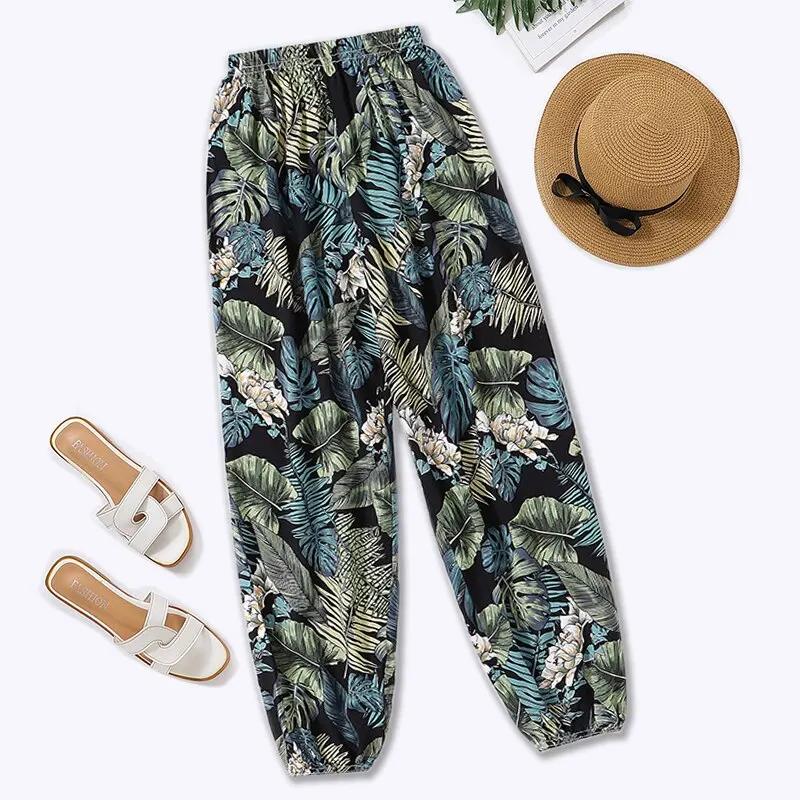 Femmes décontracté ample confortable pantalon élastique pantalon pieds sarouel pantalons de survêtem