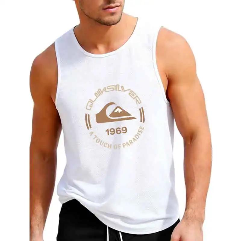 Débardeur imprimé avec logo Quiksilver 1969 pour homme, noir, décontracté, sans manches, pour l'été 
