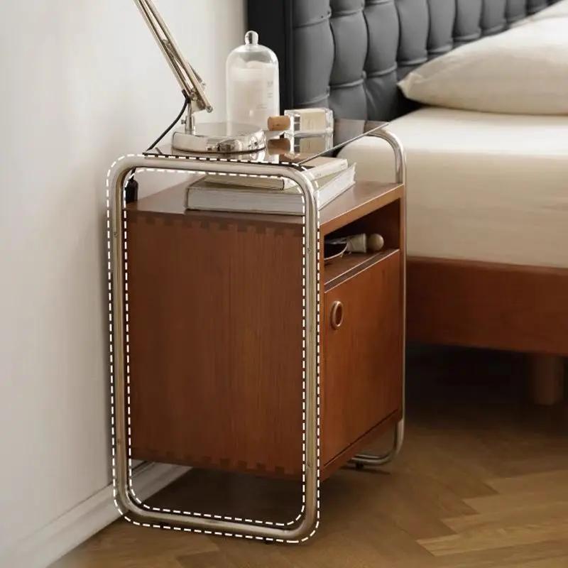Table de chevet rétro en bois massif, casier moderne Simple pour chambre à coucher, petit appartemen