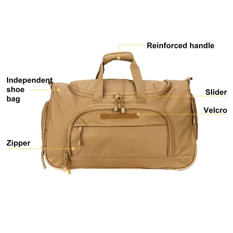 Sacs de sport de voyage 50L, sac de sport pliable, bagages à main, sac de sport avec compartiment à 