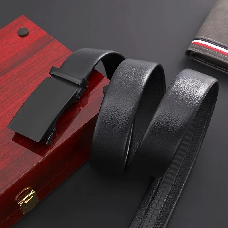Ceinture en PU à boucle automatique pour hommes, de haute qualité, Simple, Business, décontractée, à
