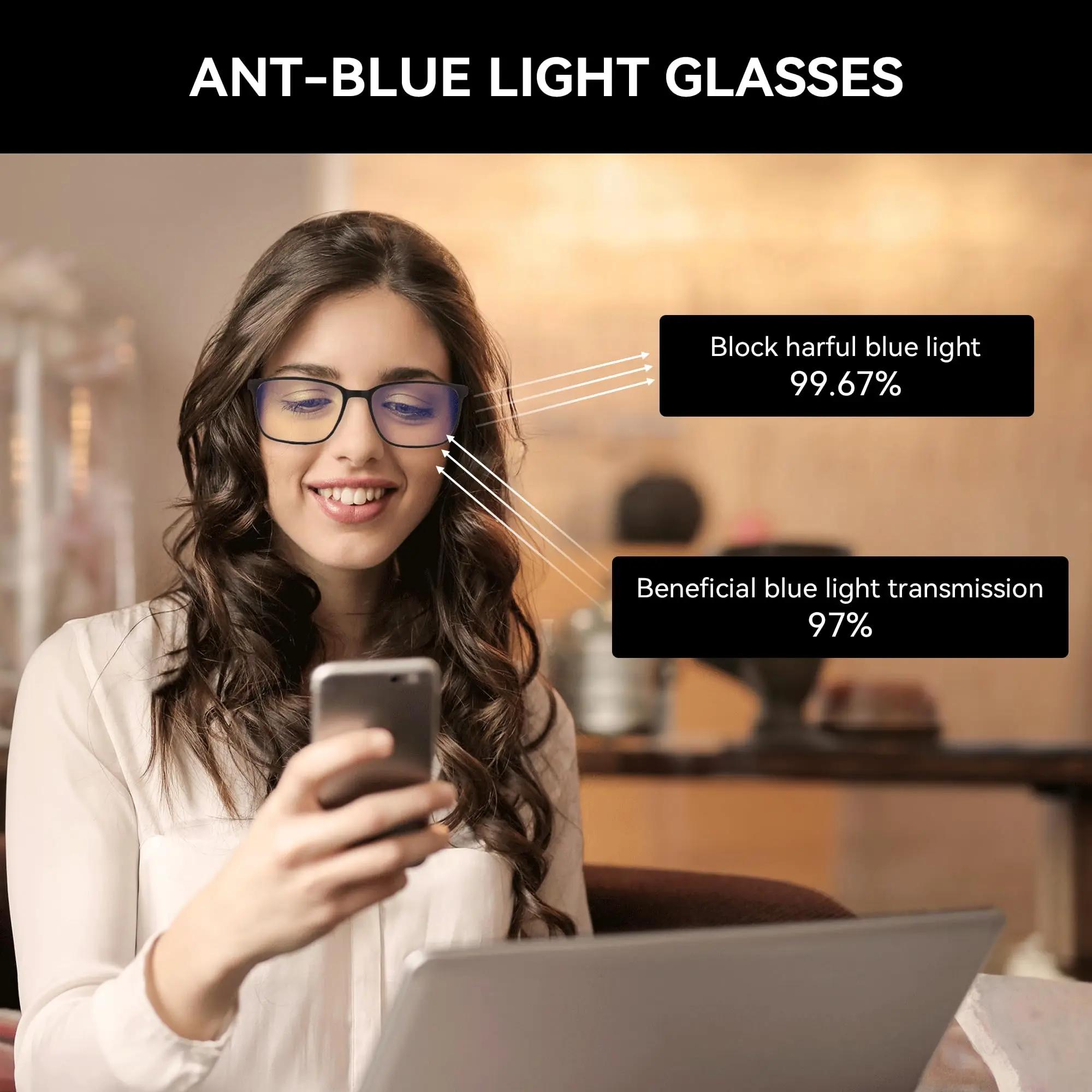ZENOTTIC Deux ensembles de lunettes de lecture à lumière bleue pour hommes, lecteurs de monture carr