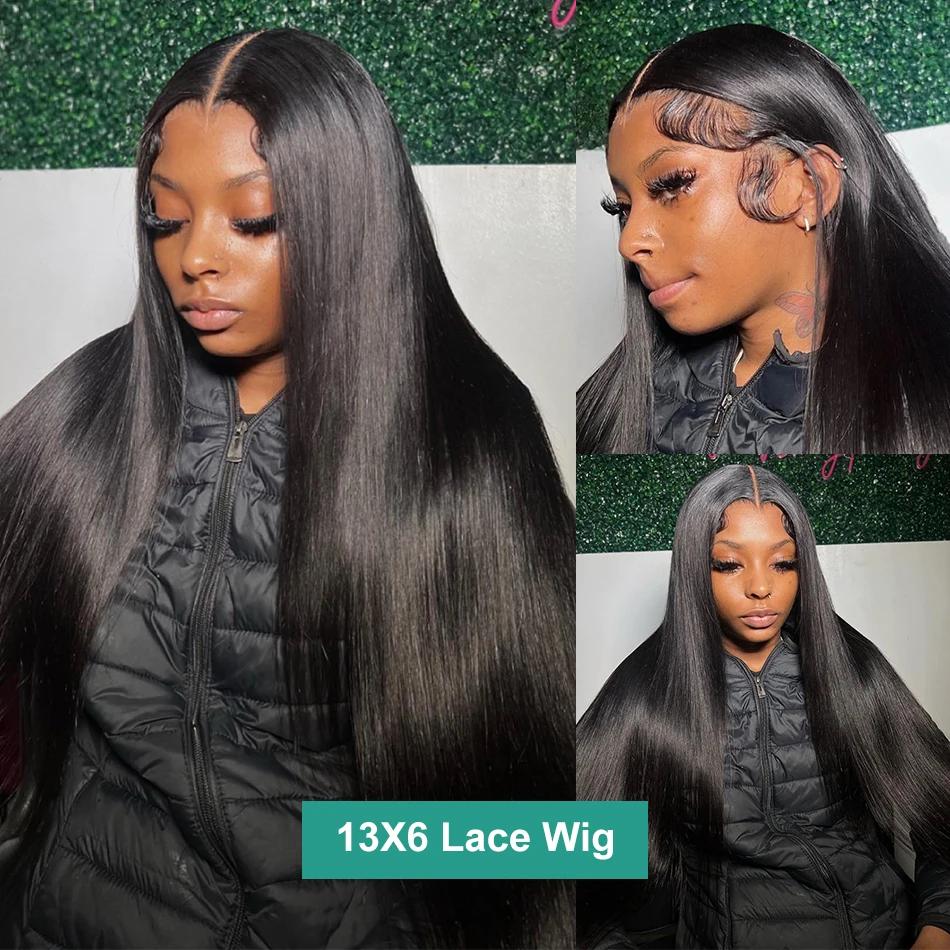 Sophia-Perruque Lace Front Wig sans colle naturelle, cheveux lisses, 13x6, 13x4, HD, 5x5, 6 tage, pr