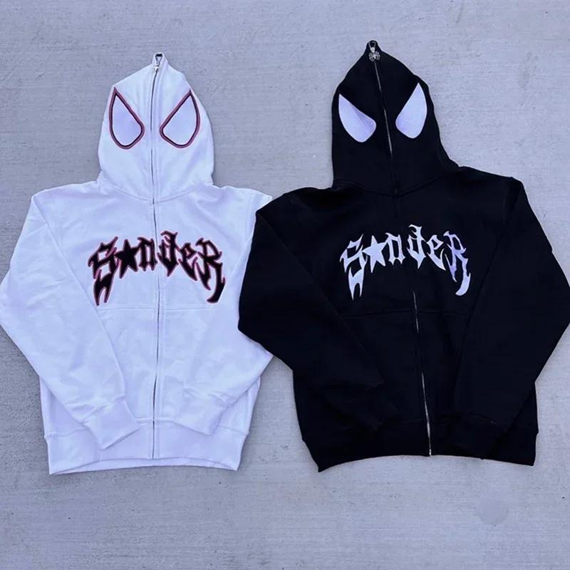 Sweat à capuche araignée pour hommes et femmes, fermeture éclair complète, Streetwear, graphique Har