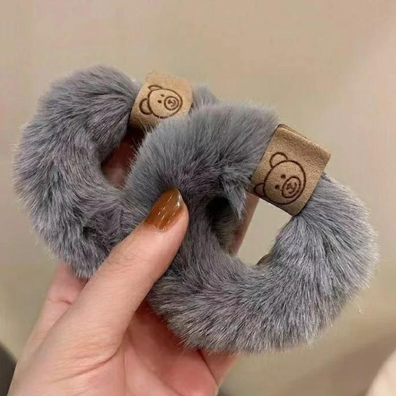 Corde à cheveux en peluche douce, optique coréenne, bandeau ours à haute élasticité, accessoires pou