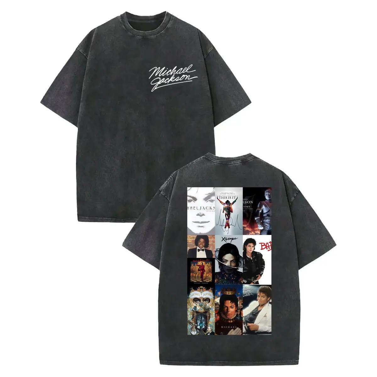Vintage lavé Michael Jackson graphique T-shirts hommes femmes Harajuku Rock vêtements T-shirts mode 