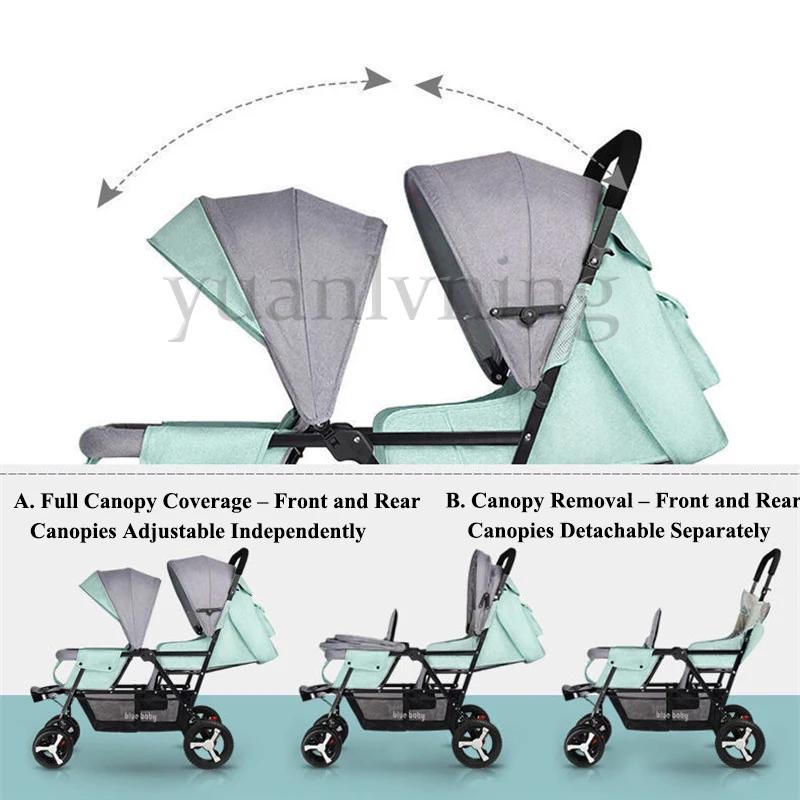 Poussette Double pour bébé Tandem, sièges avant et arrière, légère et pliable, système de voyage inc