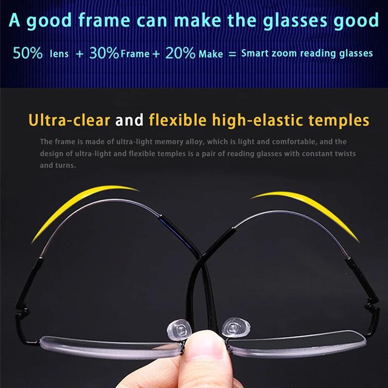 Lunettes de lecture multifocales progressives en titane, blocage de la lumière bleue, monture métall