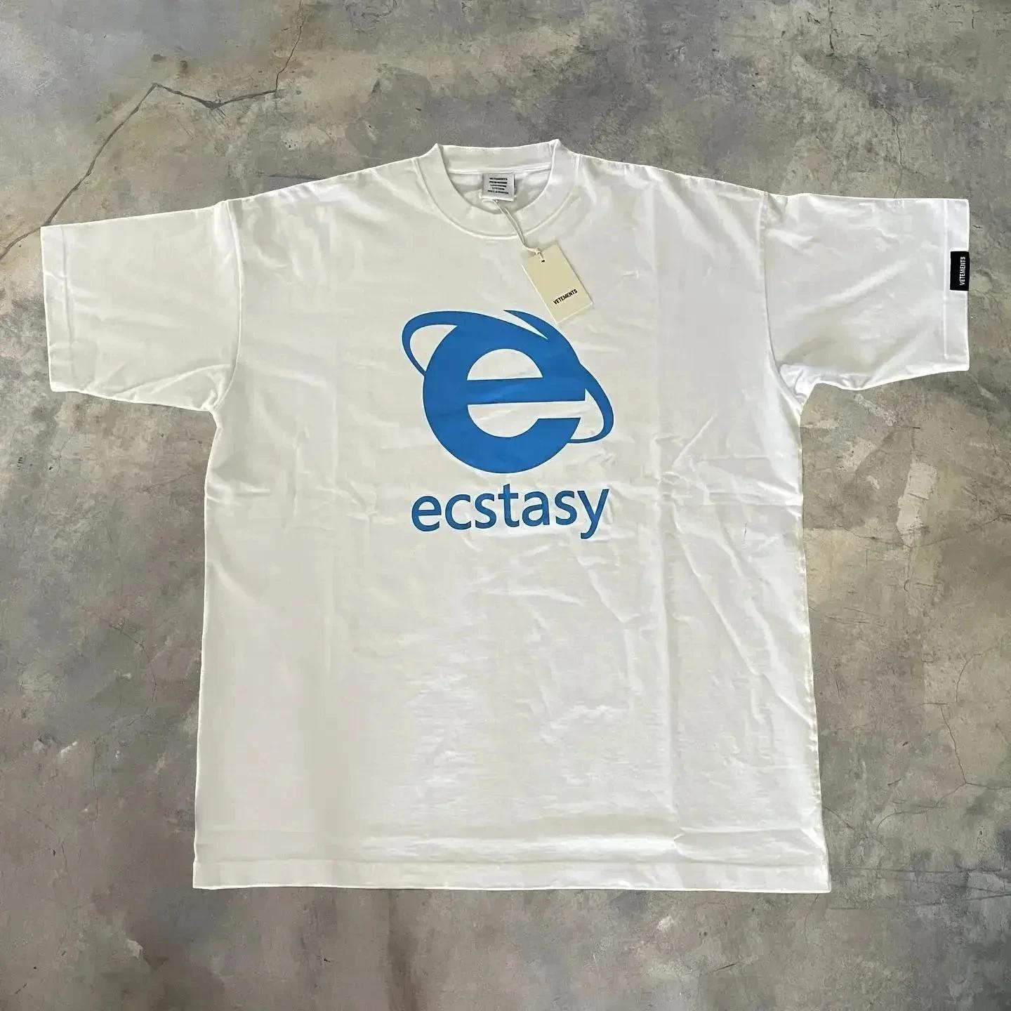 Streetwear Ecstasy nouveau T-shirt Y2K hommes Harajuku blanc T-shirt lettre impression surdimensionn