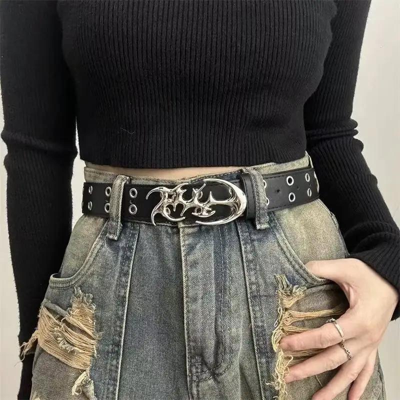 Ceinture Punk en cuir PU ajouré Y2K pour hommes et femmes, accessoire tendance pour cadeaux, ceintur