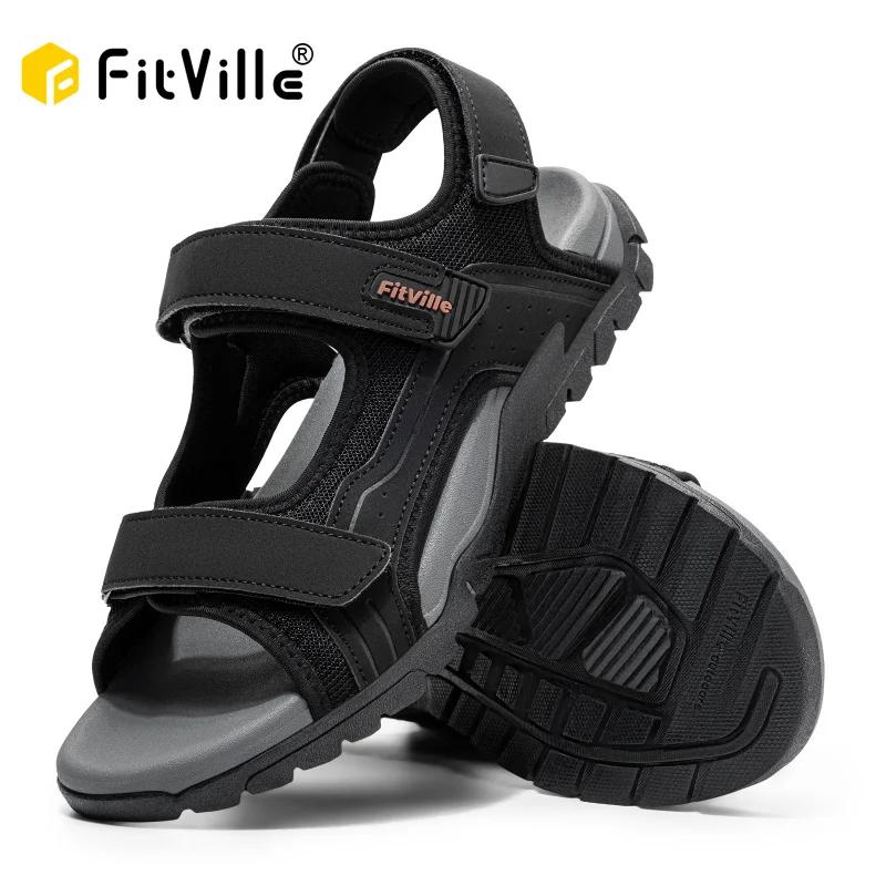 Sandales athlétiques FitVille pour hommes, avec large espace pour les orteils, soutien de la voûte p
