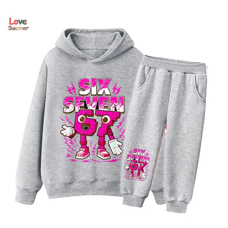 Ensemble 2 pièces sweat à capuche et pantalon 67 Six Seven pour garçons et filles, style italien Bra