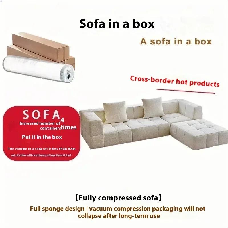 Canapé sectionnel modulaire en forme de L de couleur crème avec oreillers en peluche, canapé compres