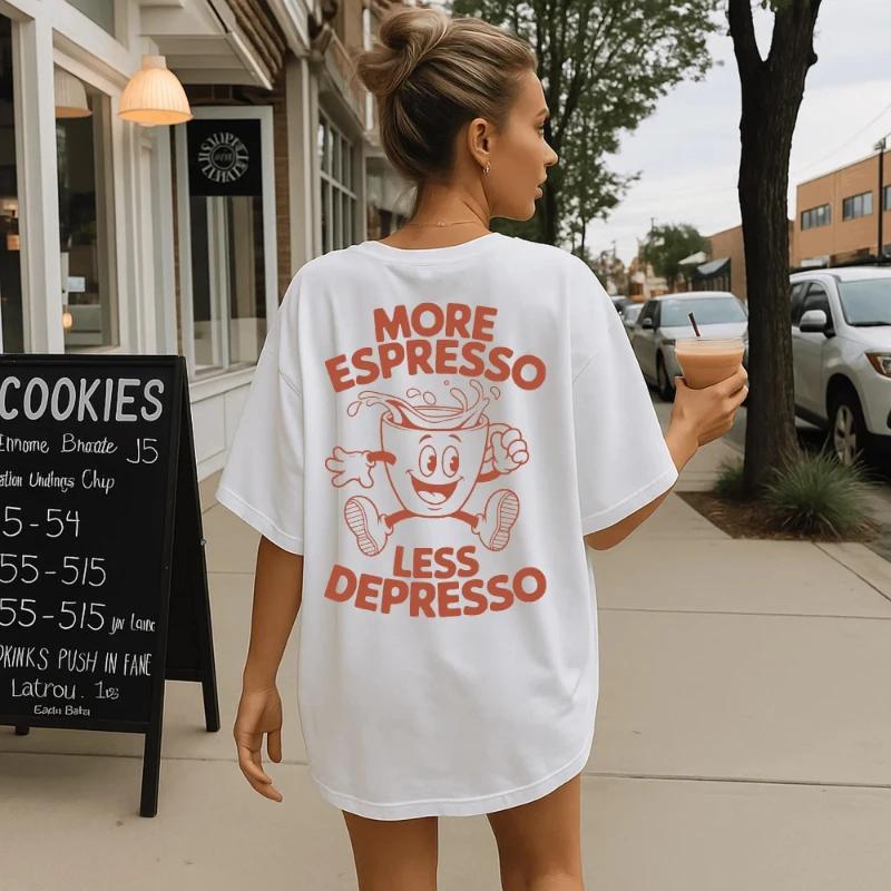 Citations intéressantes de chemises pour passionnés de café, manches courtes d'été en pur coton pour