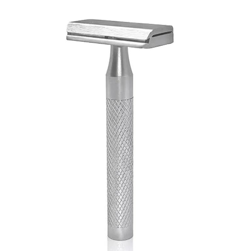 Rasoir manuel double face en acier inoxydable pour homme, poignée confortable pour un rasage en douc