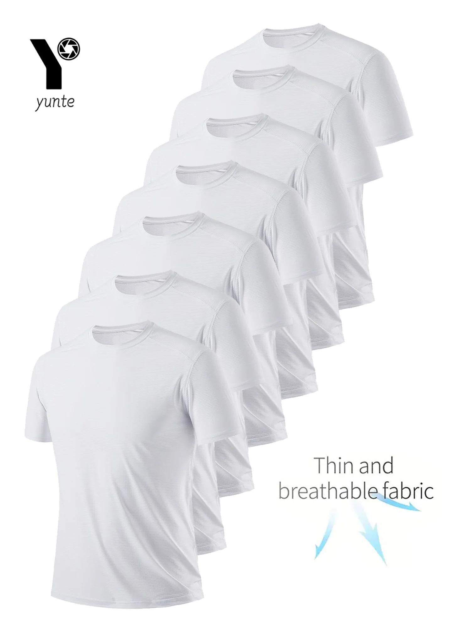 T-shirt col rond 7 pièces blanc ultra-léger pour hommes, séchage rapide, respirant, absorbant la sue