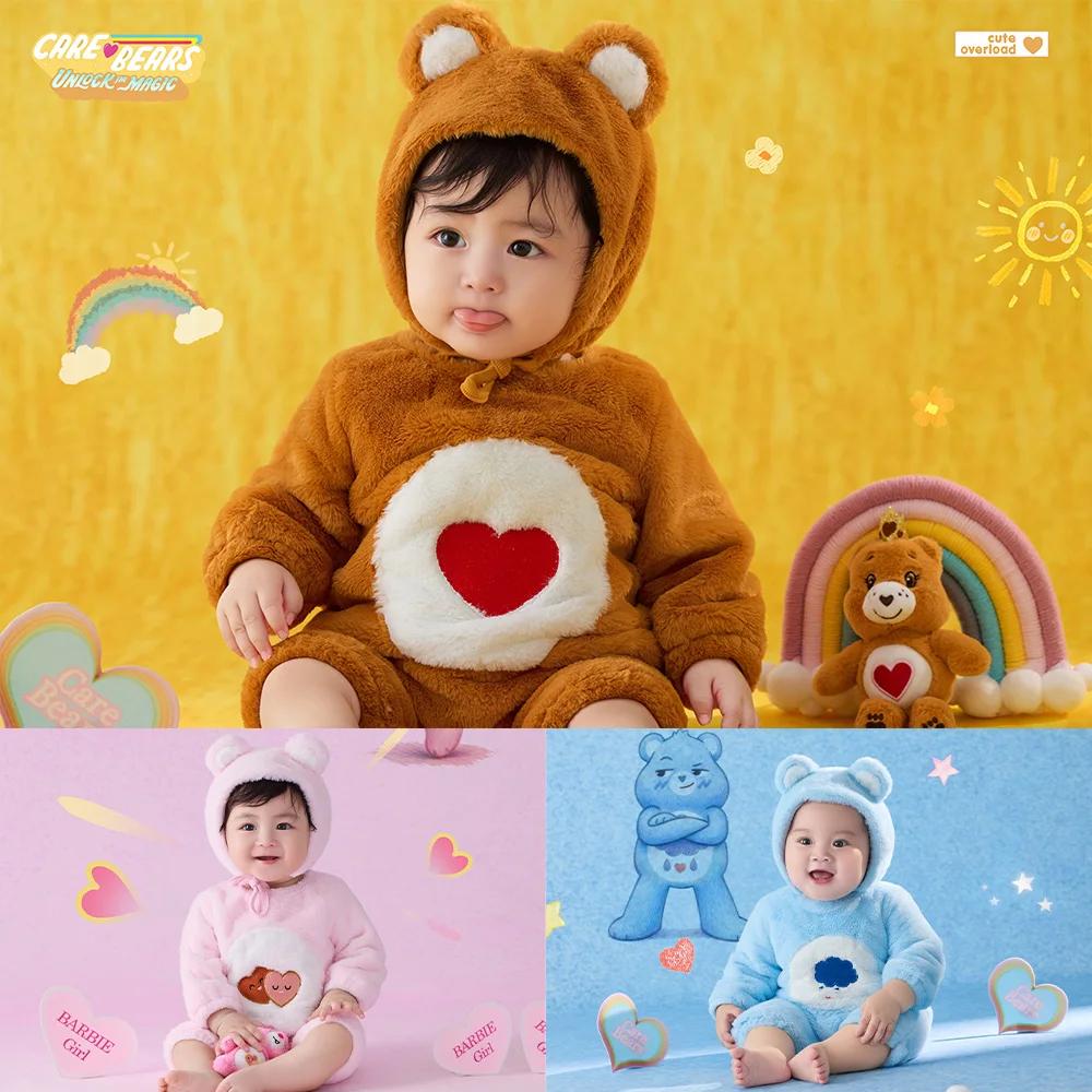 Tenue de photographie pour nouveau-né, thème ours de dessin animé mignon, barboteuse en peluche douc