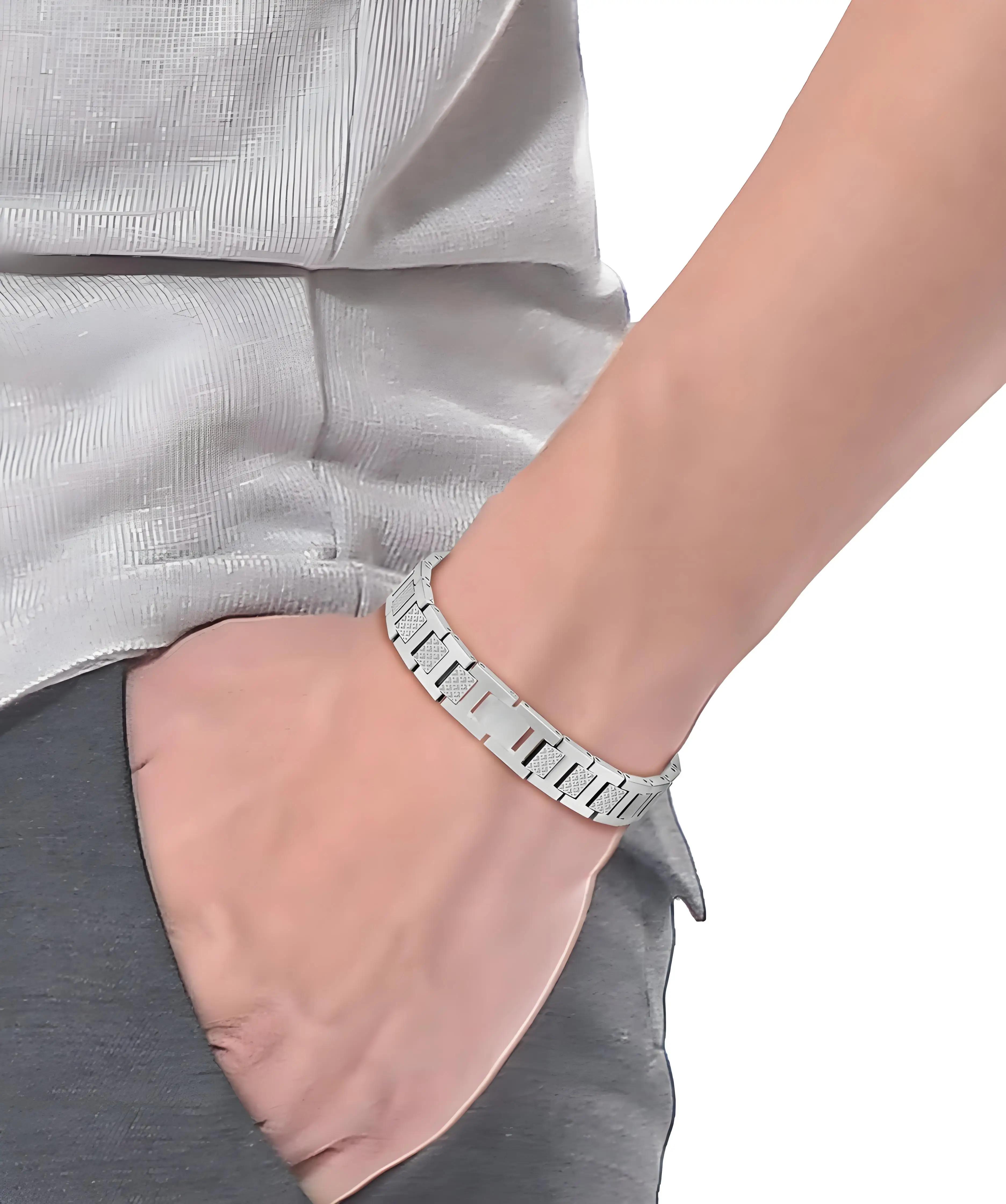ARADOO – Bracelet en titane et acier pour hommes, chaîne à maillons à motif Crocodile, bijoux d'affa