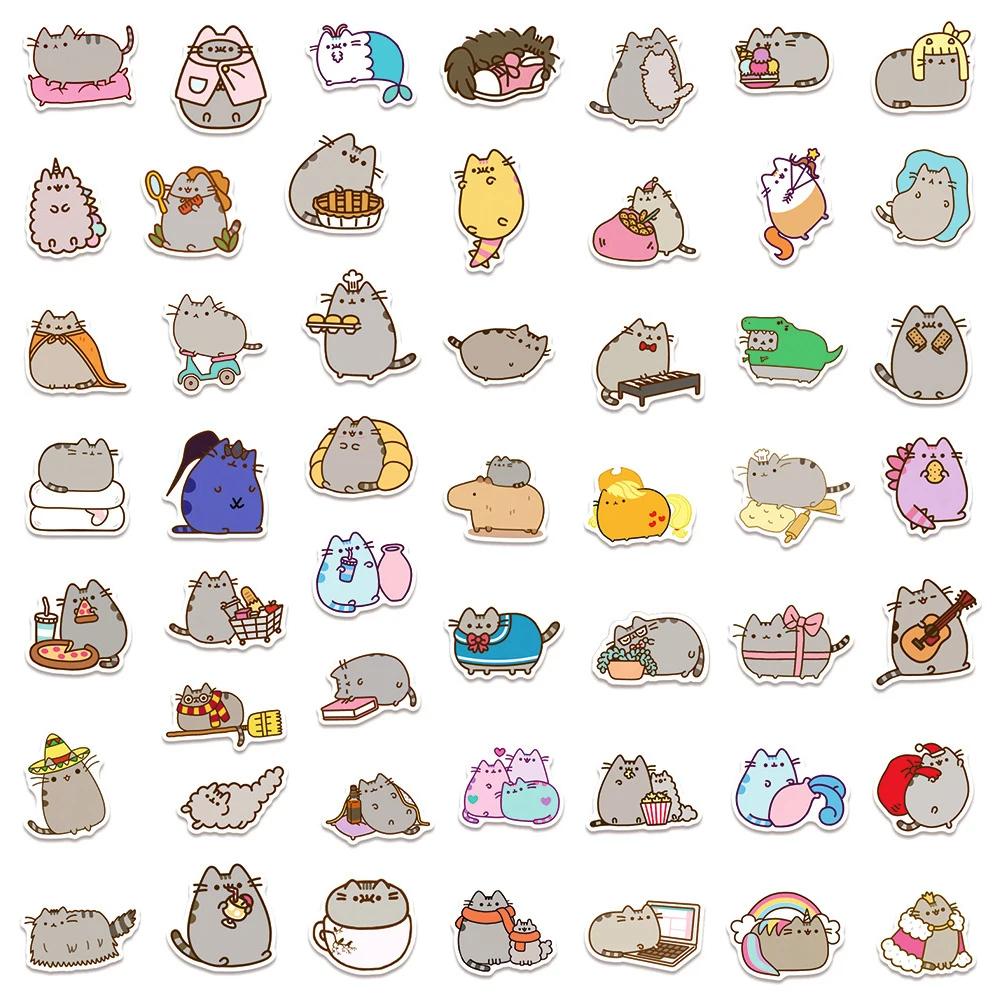 Autocollants chat épais mignon Kawaii, étiquette esthétique, papeterie pour Scrapbook, téléphone, jo