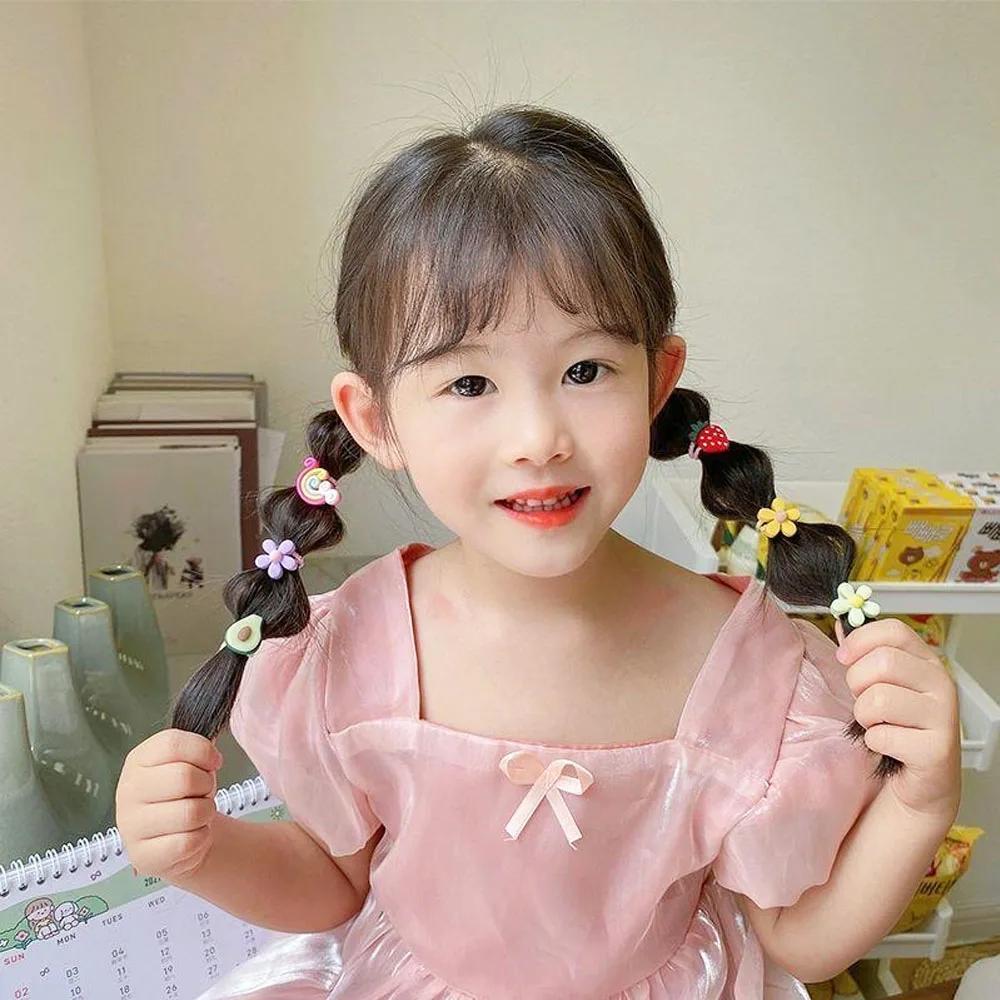 Attaches pour cheveux mignonnes pour filles, haute élasticité, animaux de dessin animé, fleurs et fr
