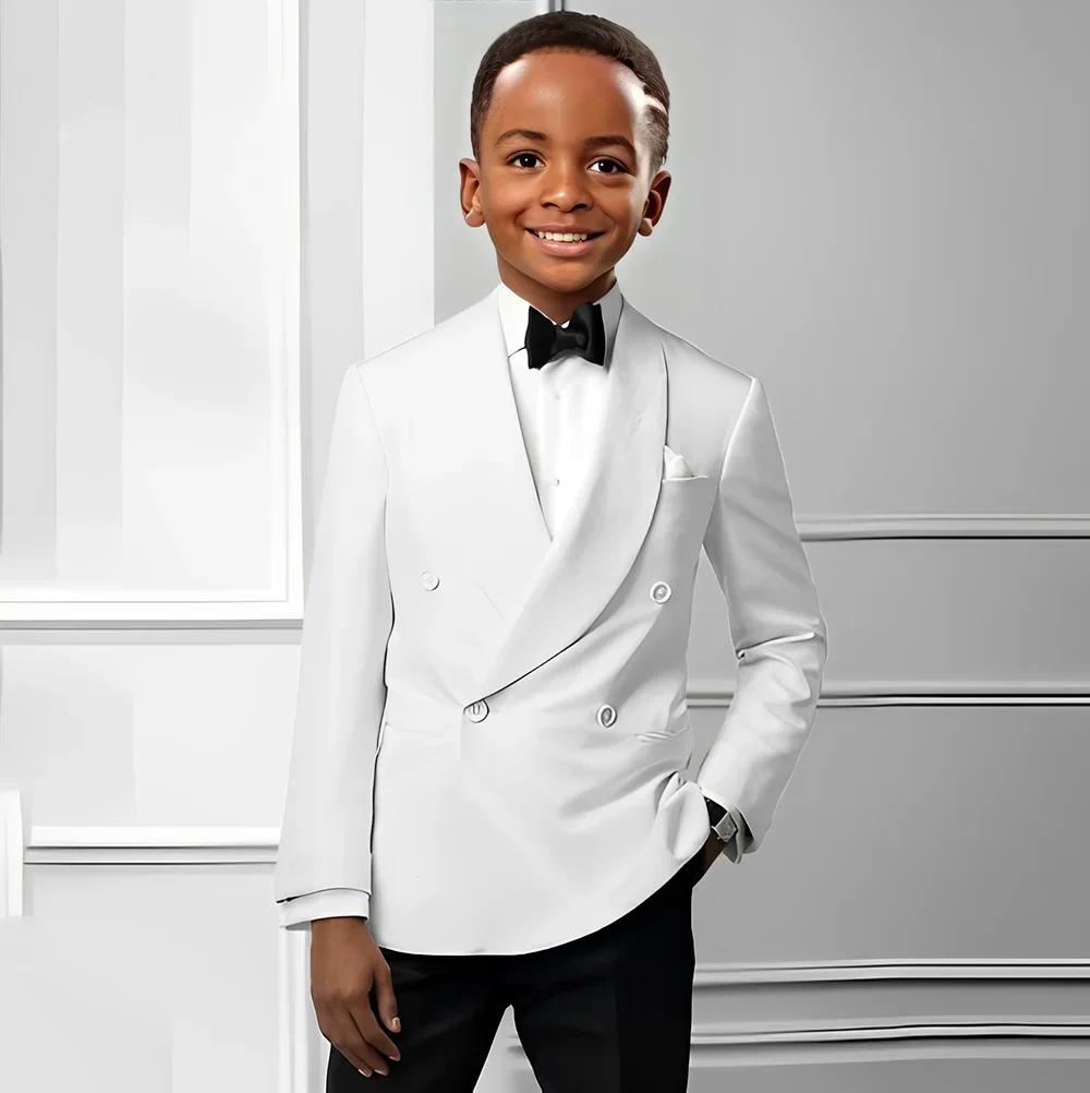 Costume Double boutonnage pour garçons, 2 pièces, veste formelle pour enfant, pantalon, smoking de m