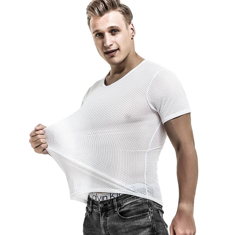 T-shirt manches courtes pour homme, maille aérée, amissié, séchage rapide, ample, col en v