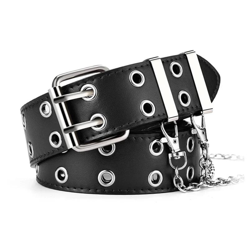 Ceinture femme grande taille Double trou hommes ceinture Punk Hip Hop Rock Style sous-culture Y2K ce