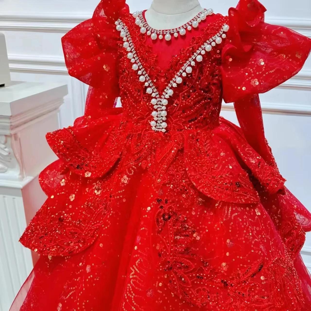 Robe de spectacle pour enfants, tenue de princesse à fleurs pour filles, vêtements de fête scintilla