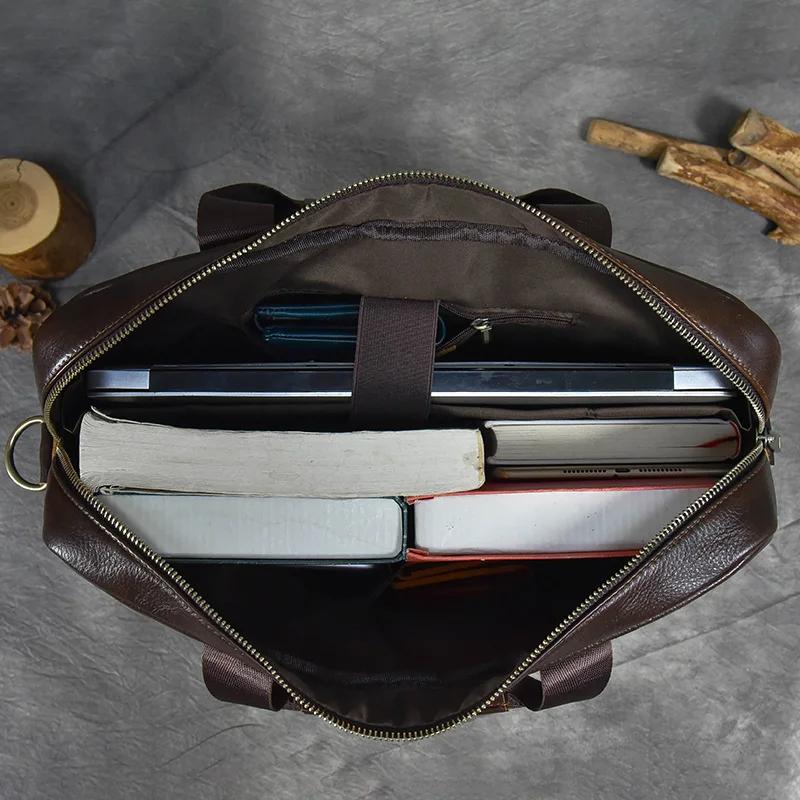 Sac pour ordinateur portable en cuir véritable pour homme, sac d'affaires, étuis à bombes pour homme