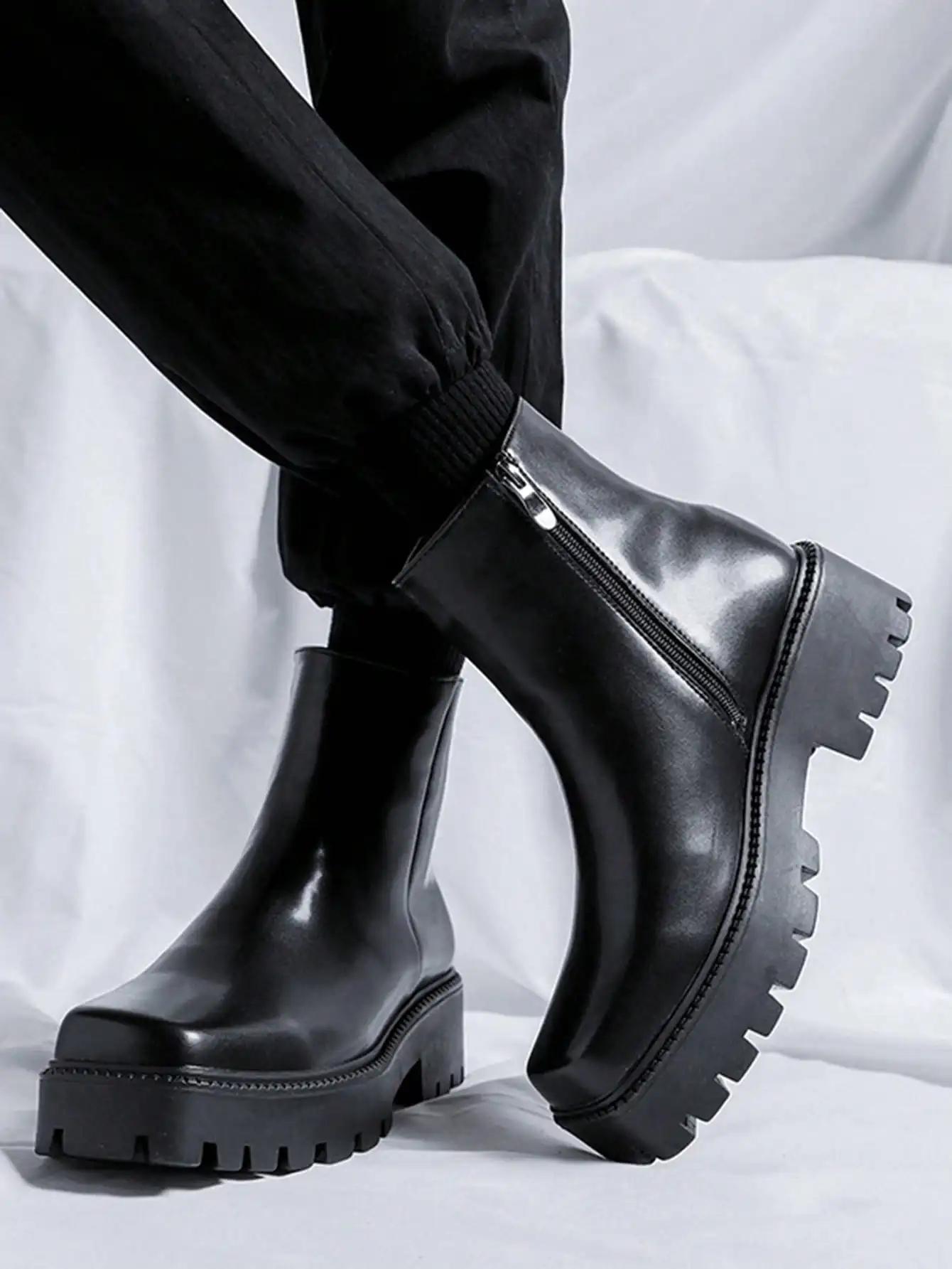 Bottes à glissière latérale à semelle optique carrée Parker pour hommes