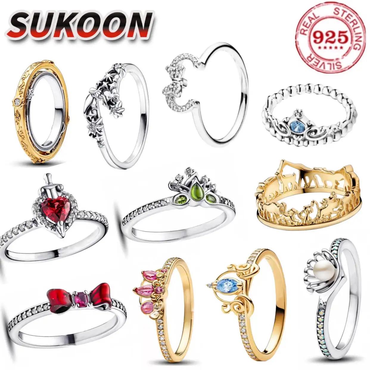 Bague en argent 925% pur avec nœud papillon, cœur et couronne en zircone, cadeau d'amour pour femmes