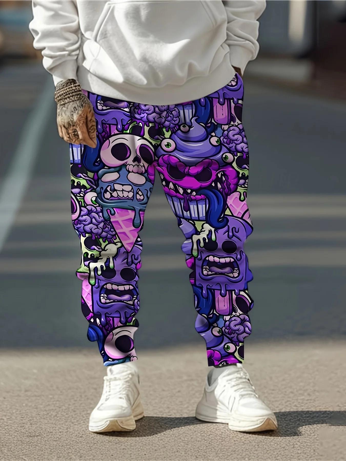 Mode hommes 2025 pantalons de survêtement crâne imprimé Joggers pantalon ajusté pantalon de salon dé