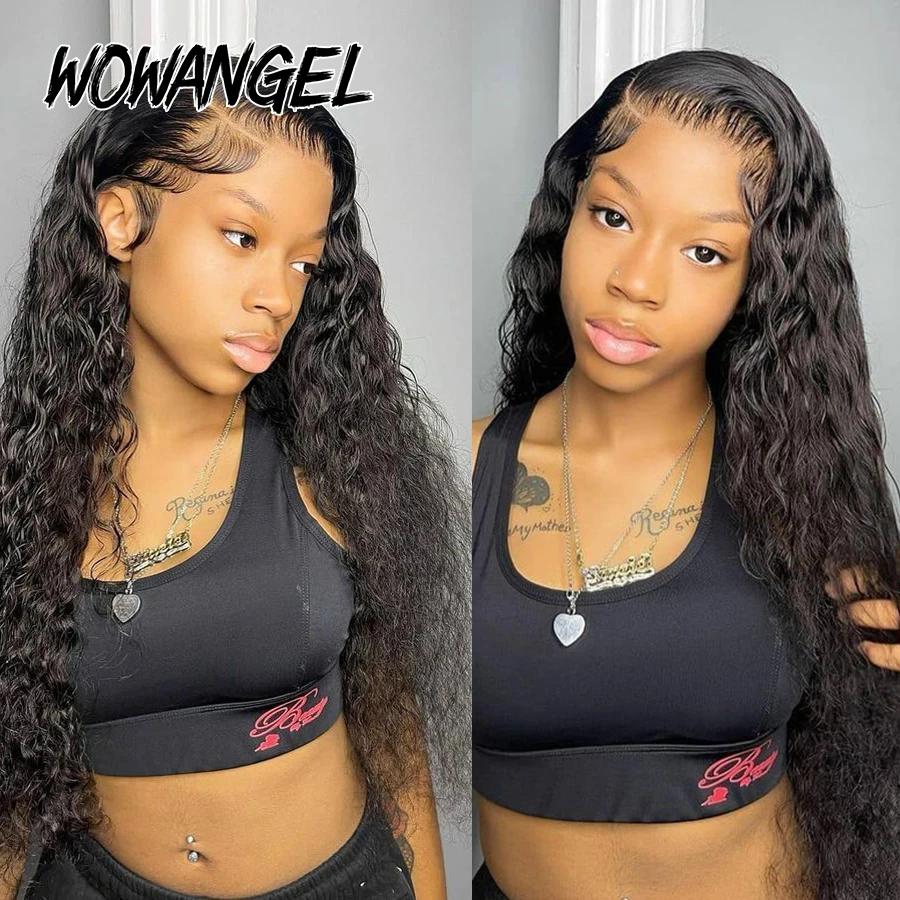 Wow Angel-Perruque de cheveux humains bouclés pré-épilés pour femme, vague d'eau, perruques frontale