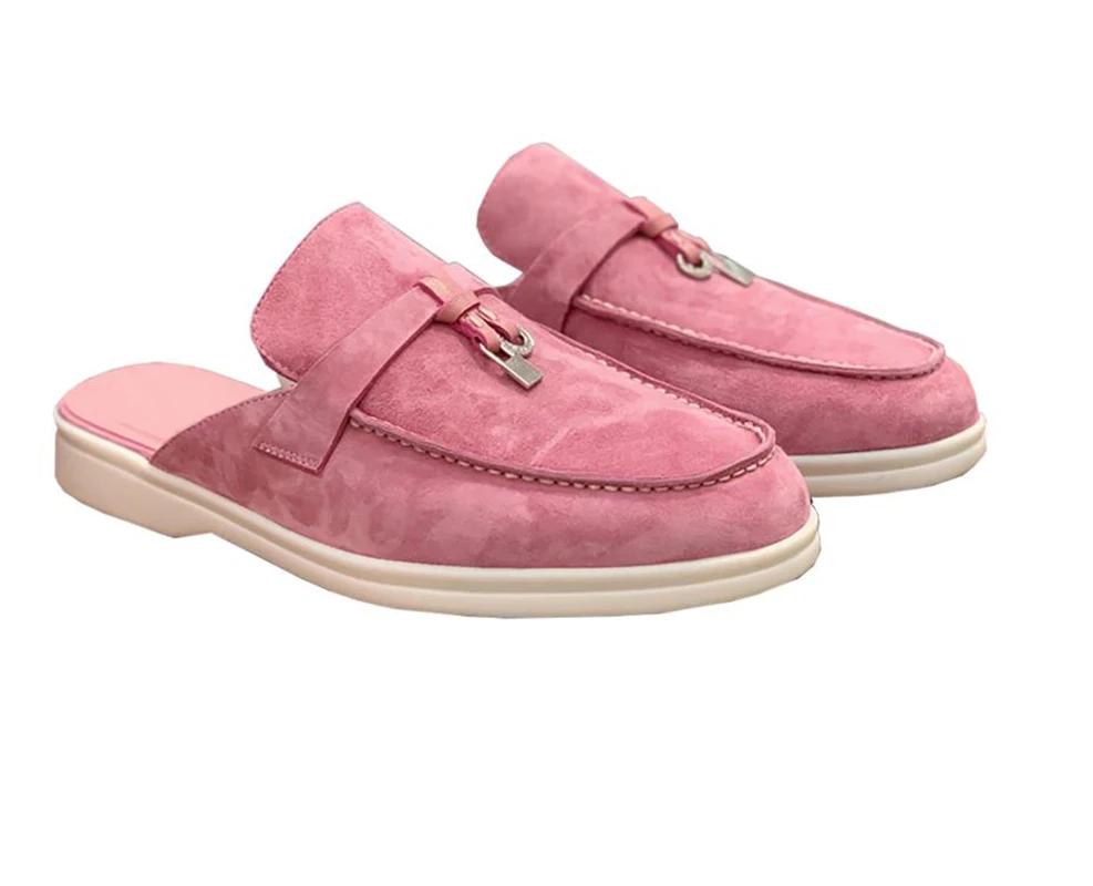 Mules et mocassins confortables en daim, chaussures de ville polyvalentes pour femmes