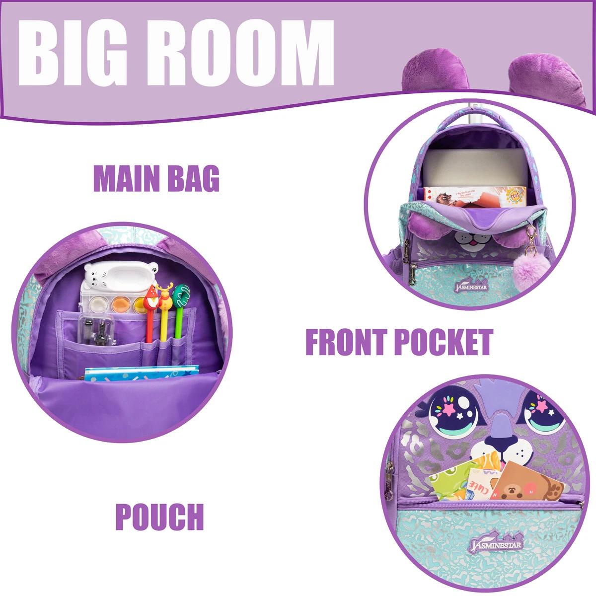 Sac à dos à roulettes pour filles avec boîte à lunch, sacs à dos scolaires à roulettes, sac à dos à 