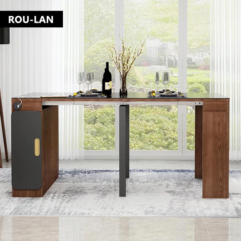 Table à manger pliante en ardoise nordique, chaise rétractable, petit appartement, maison
