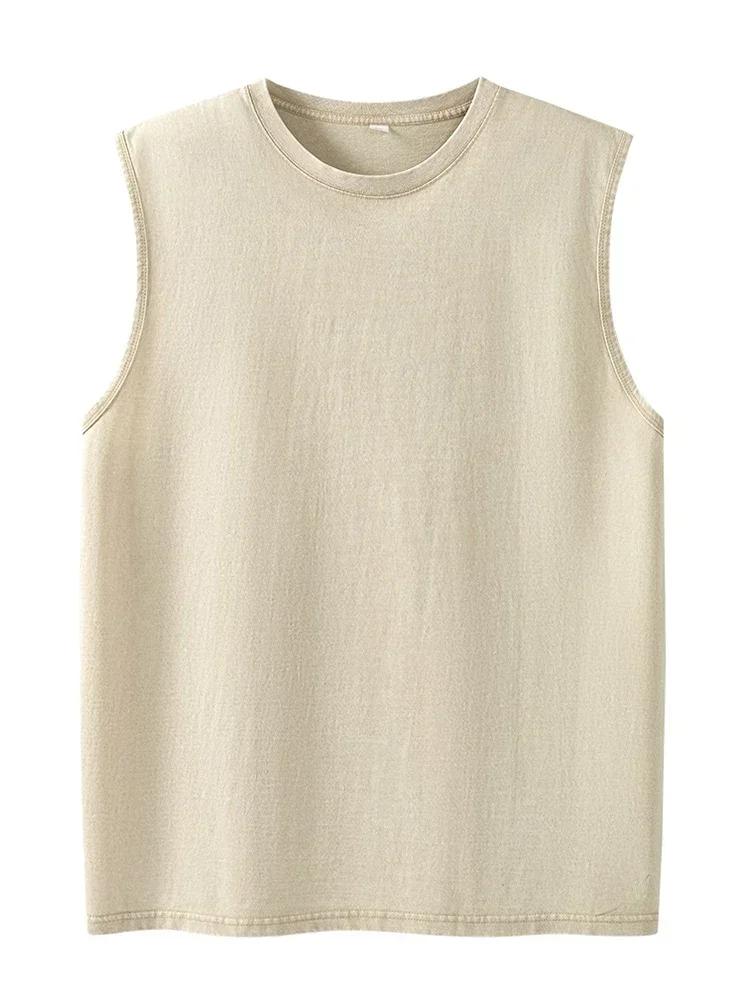 2025 été nouveau coton hommes lavé coton débardeurs Muscle Gym sans manches entraînement t-shirts co