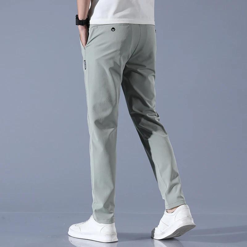 Pantalon Ultra-fin pour hommes, extensible, Slim, droit, décontracté, haute qualité, mode, respirant