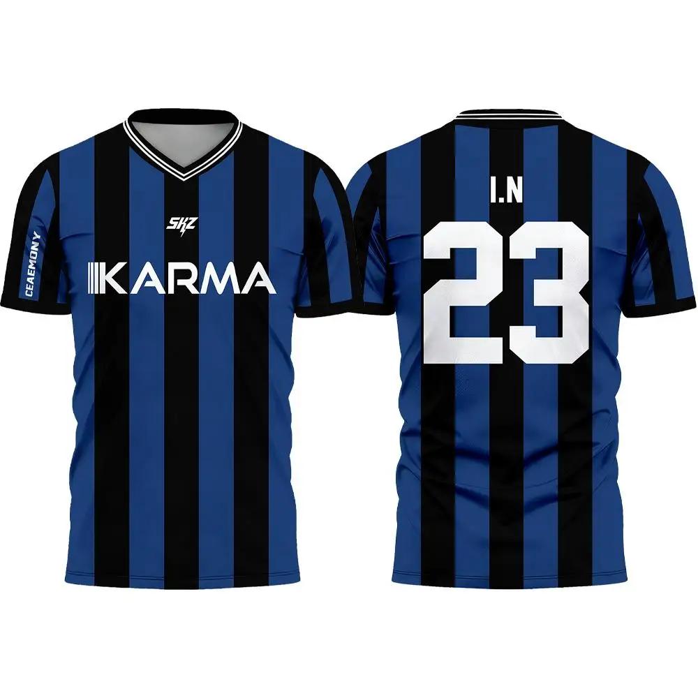 Karma SKZ Hyunjin 04 Maillot de football 3D à séchage rapide pour hommes et femmes, t-shirt pour fan