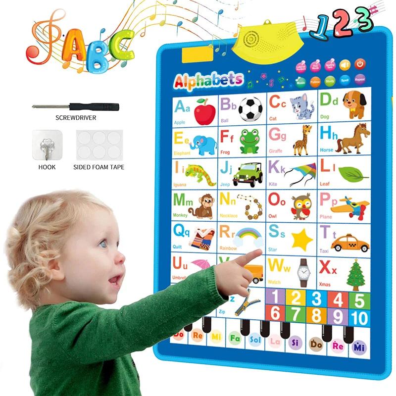 Tableau mural électronique de l'alphabet anglais, lettres ABC parlantes, affiche musicale 123s, joue