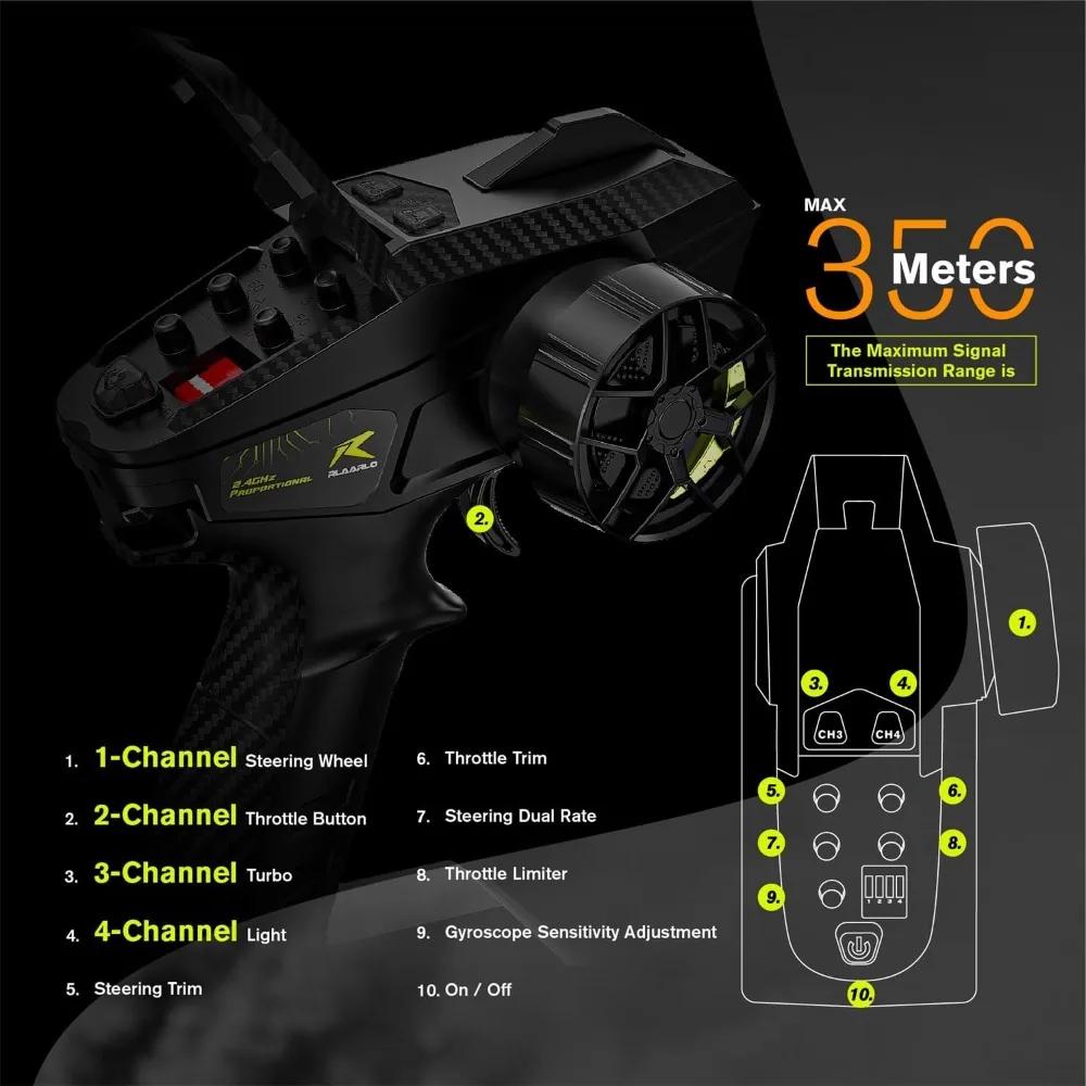 Voiture de drift RC brushless à l'échelle 1/10 avec gyroscope, 4x4 tout-terrain, camion de rallye té