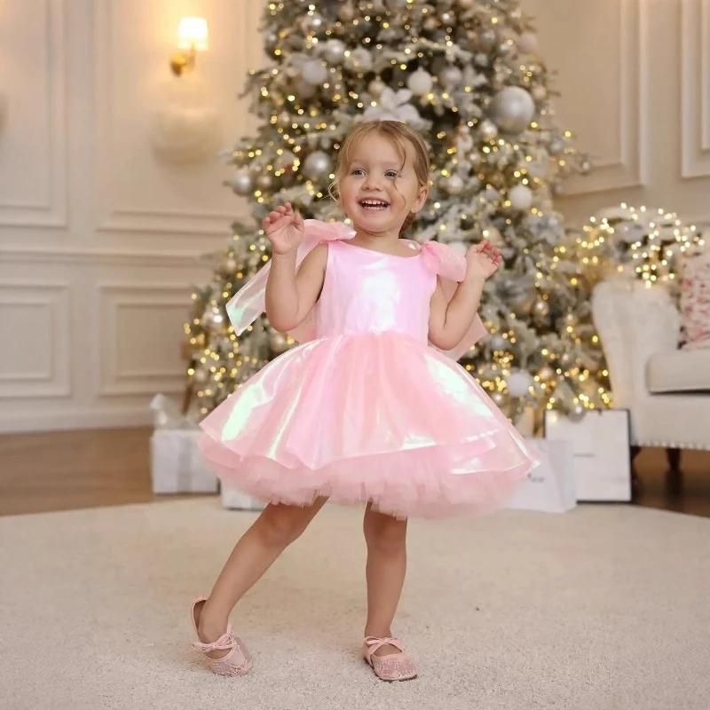 Nouvelle Robe de Princesse Rose pour Filles, Tenue de Cérémonie Florale pour Anniversaire, Vêtements