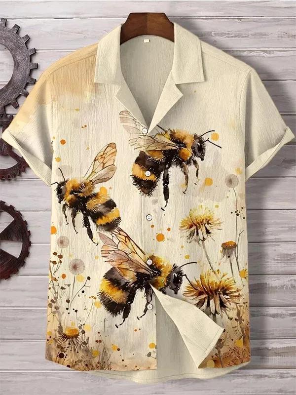 Chemises graphiques artistiques pour hommes, chemise à manches courtes boutonnée à revers pour l'été