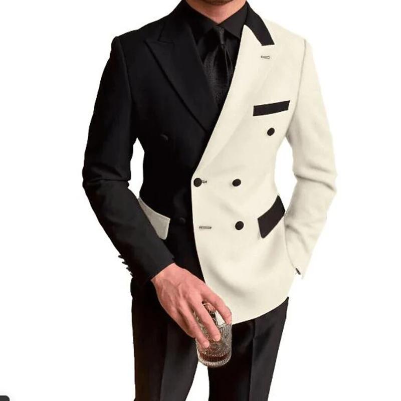 Smokings formels 2 pièces à double boutonnage pour hommes, blazer et pantalon, costume de marié élég