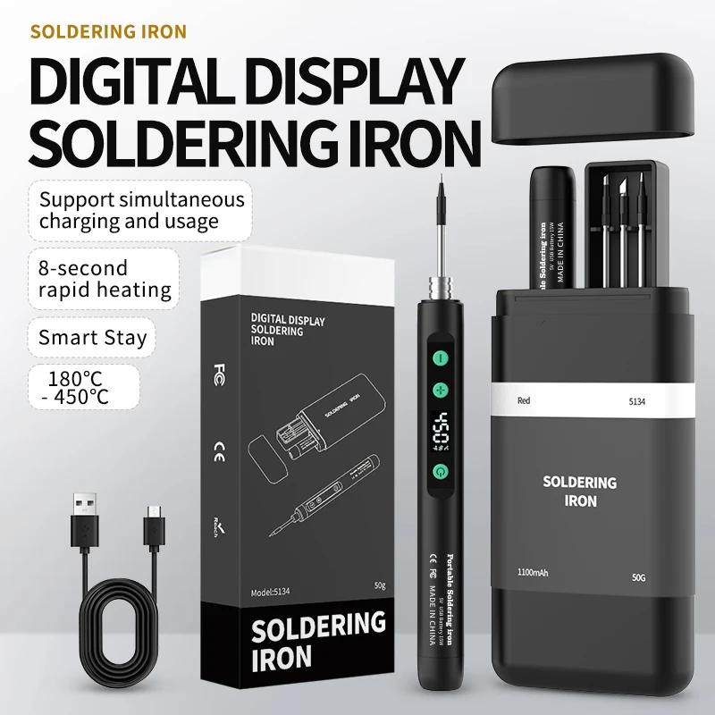 Fer à souder sans fil JCD Portable 180-450 ° Kit de soudage USB-5134 avec batterie intégrée à tempér