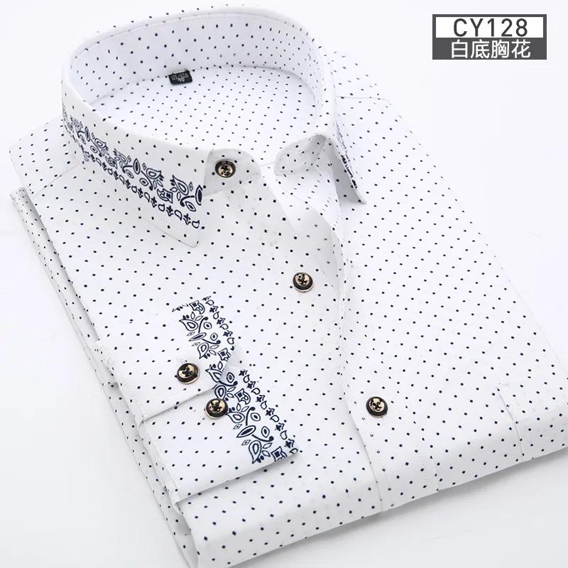 Nouvelle chemise pour hommes à manches longues mince printemps/été imprimé repassage gratuit affaire